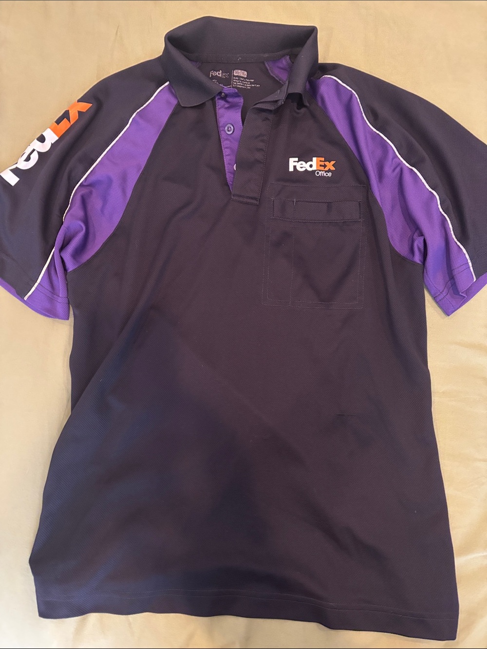 FedEx Office Men's Black and Purple Short-Sleeve Polo